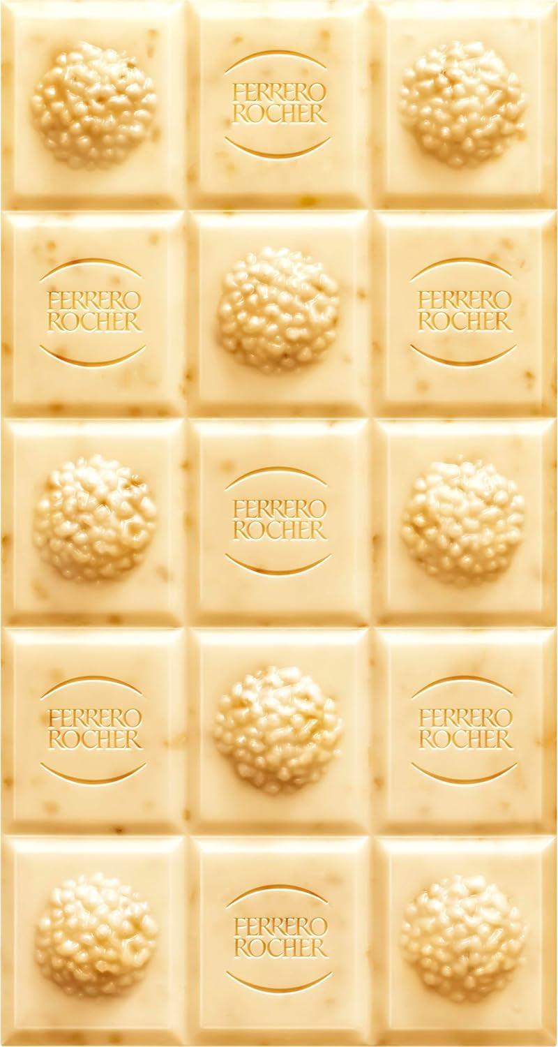 Baton Ferrero Rocher – Ciocolată albă cu alune – Cadou de Ziua Îndrăgostiților pentru el și ea – 1 baton de ciocolată x 90g