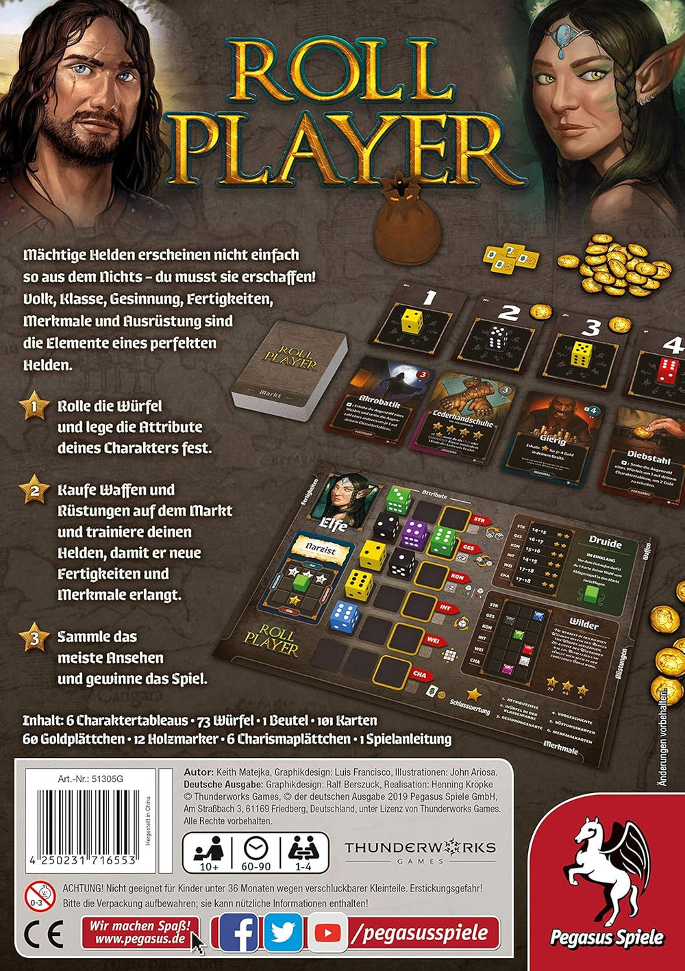 Pegasus Spiele 51305G - Roll Player (ediție germană), Colorat