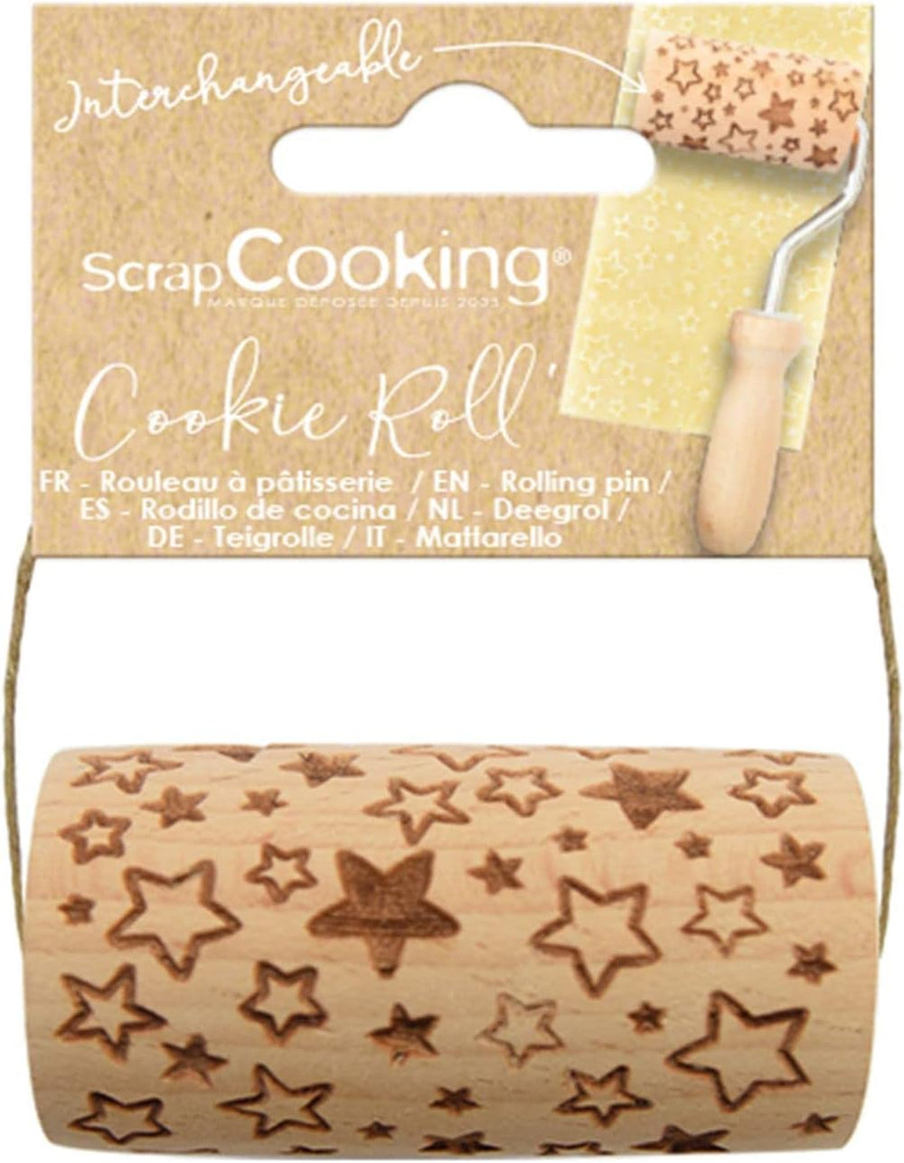 GĂTIT RESTURI - Mini rolă din lemn „Steaua” - Decorațiune cu amprente gravate în relief - Formă de copt pentru decorarea fursecurilor, biscuiților și fursecurilor - 5302