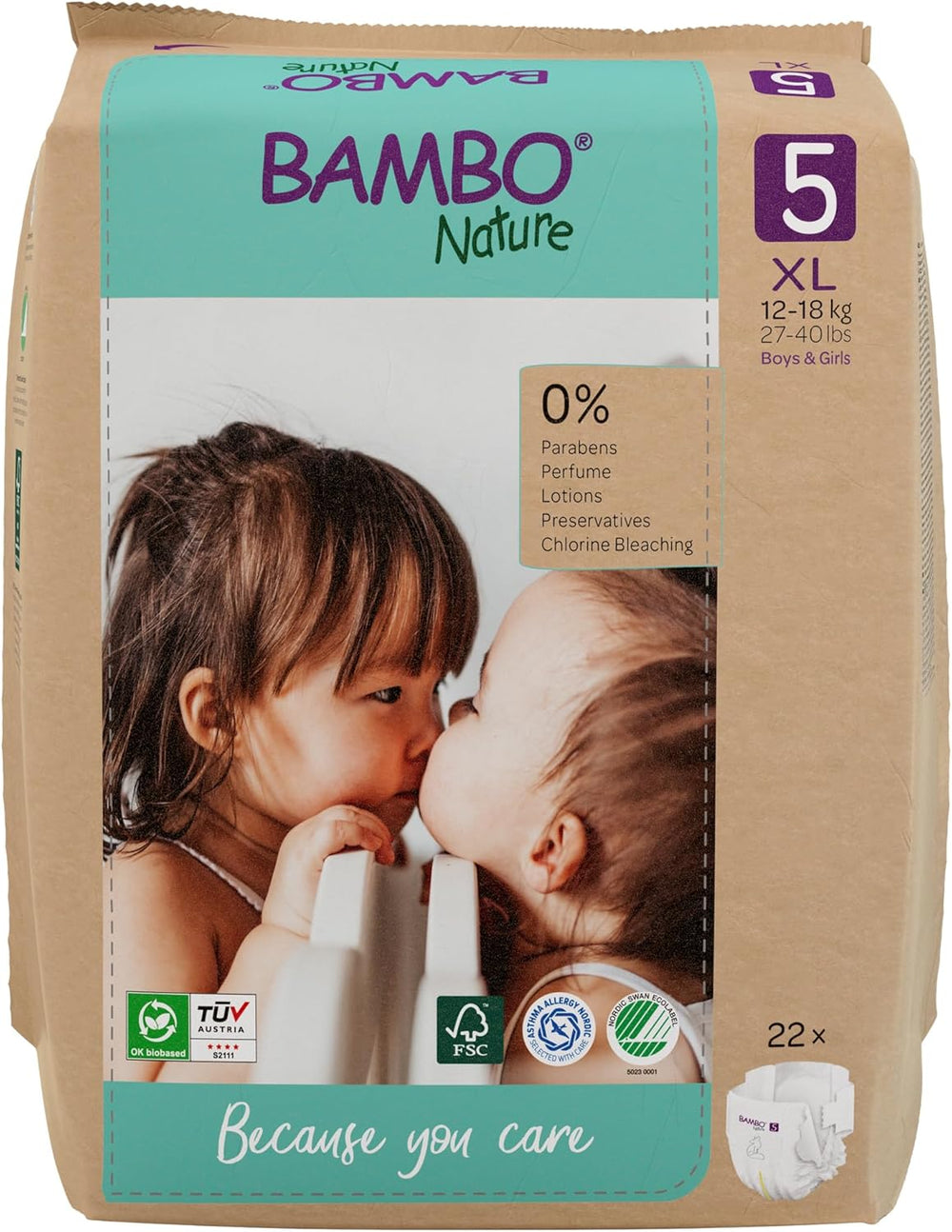 Scutece Bambo Nature pentru bebeluși, mărimea 1 (2-4 kg), cutie lunară de 132 bucăți | Scutece premium cu protecție îmbunătățită împotriva scurgerilor | Confort și libertate supreme pentru nou-născuți | Scutece testate dermatologic