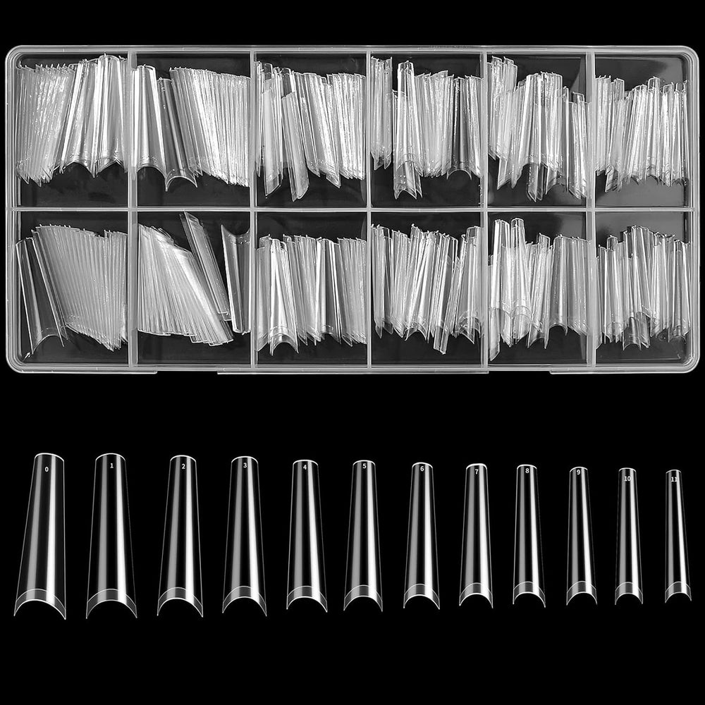 240 bucăți unghii artificiale, vârfuri unghii false extra lungi, acoperire completă, vârfuri unghii balerină (transparente)