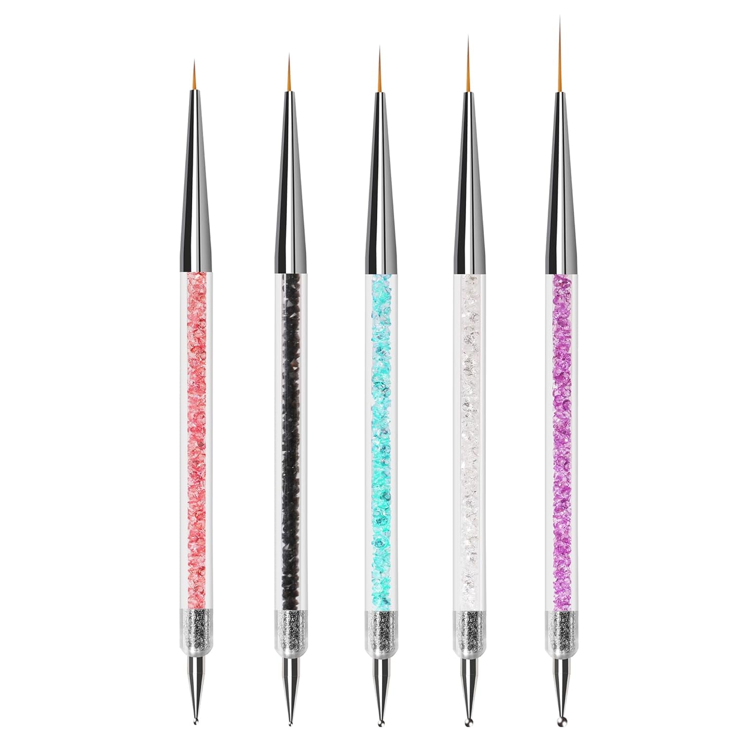 ZEOHBETY Nagelkunst-Skulpturstift, 5 Stück Doppelspitzen-Silikon-Nagelwerkzeuge Für Harz, Silikonpinsel, Acrylstift, Nagelkunst-Pinsel, Nagelfolienschnitzen, Zeichnen, Effekt, Formen, Zeichnen