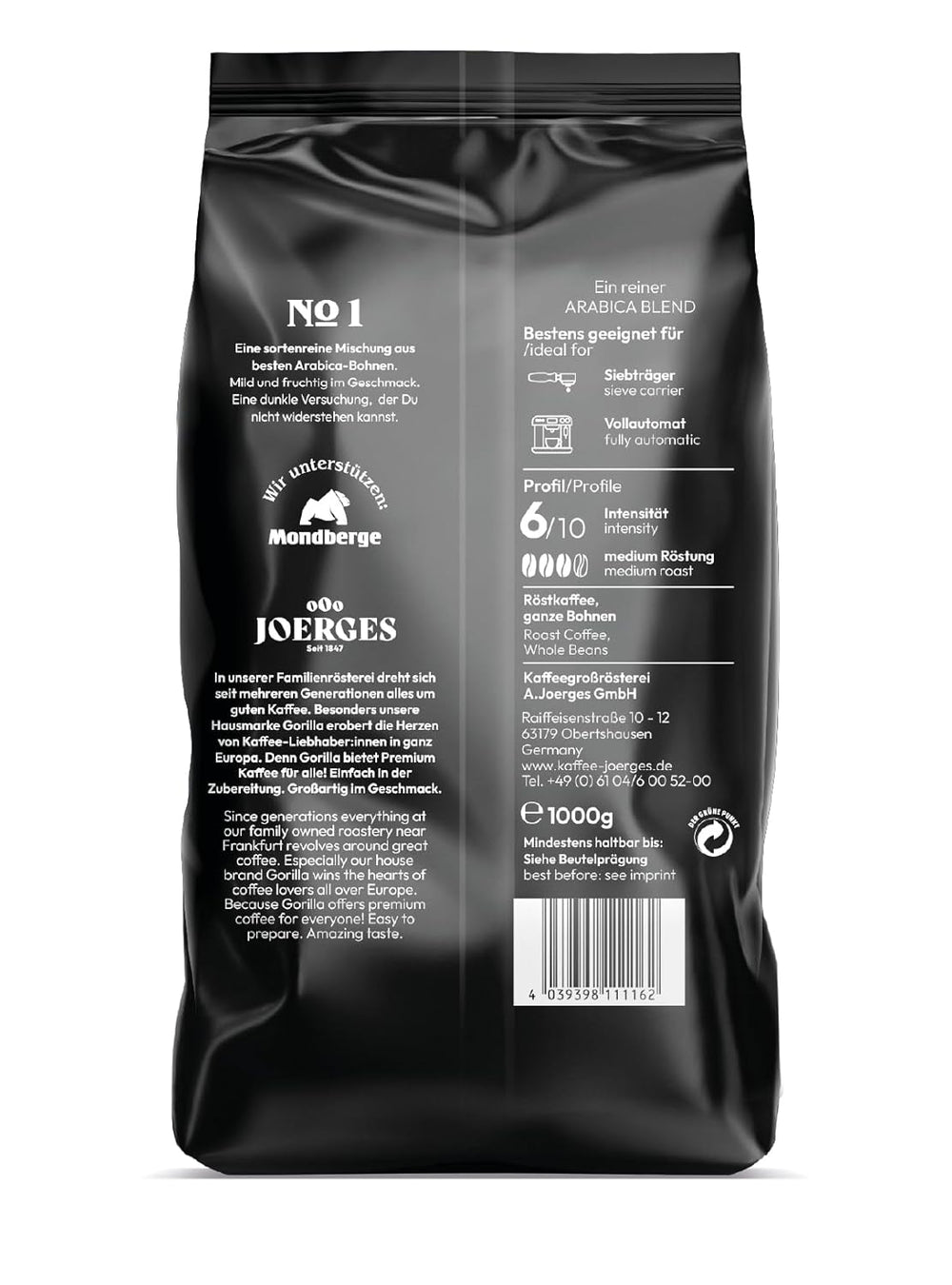 Joerges dark_roast, Espresso  Crema No.1, 1 kg (Packung mit 2)