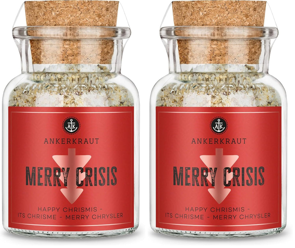 Ankerkraut "Merry Crisis" Anlass-Gewürz, Aioli Pfeffer Salz zum Verschenken, Gewürz Geschenk mit Knoblauch, 155 g im Korkenglas