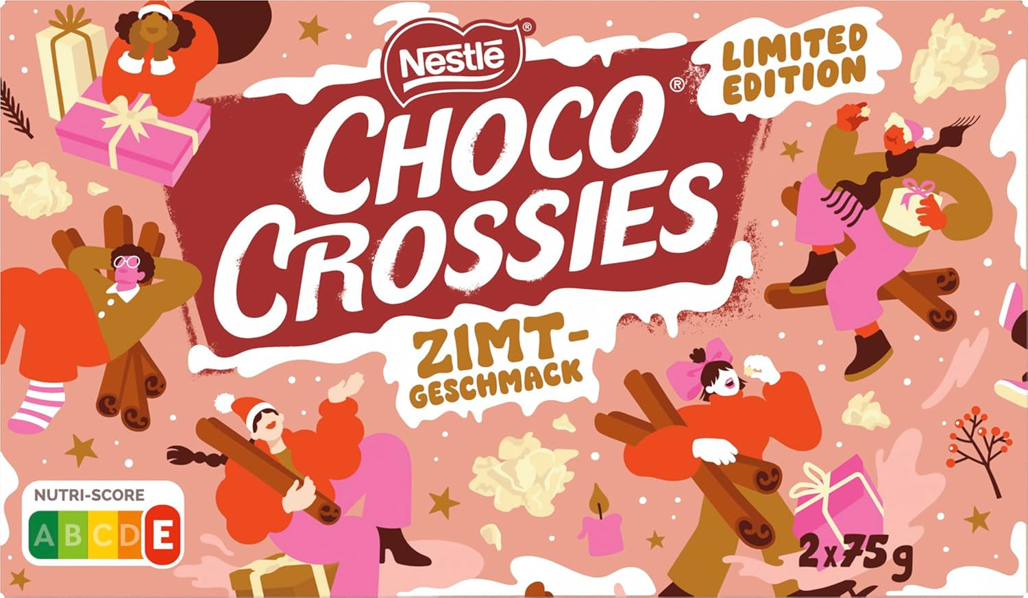 Scorțișoară Nestlé, fulgi ușori și crocanți și migdale crocante, acoperite cu o glazură albă care se topește în gură și aromă de scorțișoară, 1 pachet (2 x 75g)