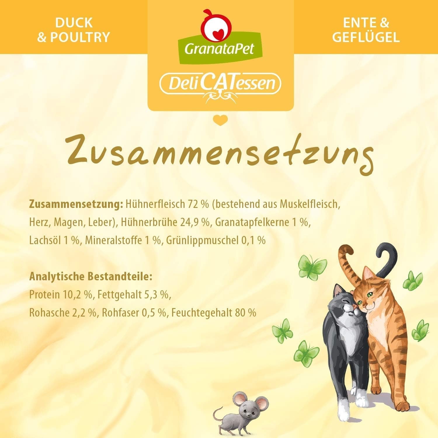 Granatapet Delicatessen Chicken PUR, hrană umedă pentru pisici, hrană fără cereale & fără zahăr adăugat, hrană pentru pisici cu conținut ridicat de carne & uleiuri de înaltă calitate, 6 X 400 G