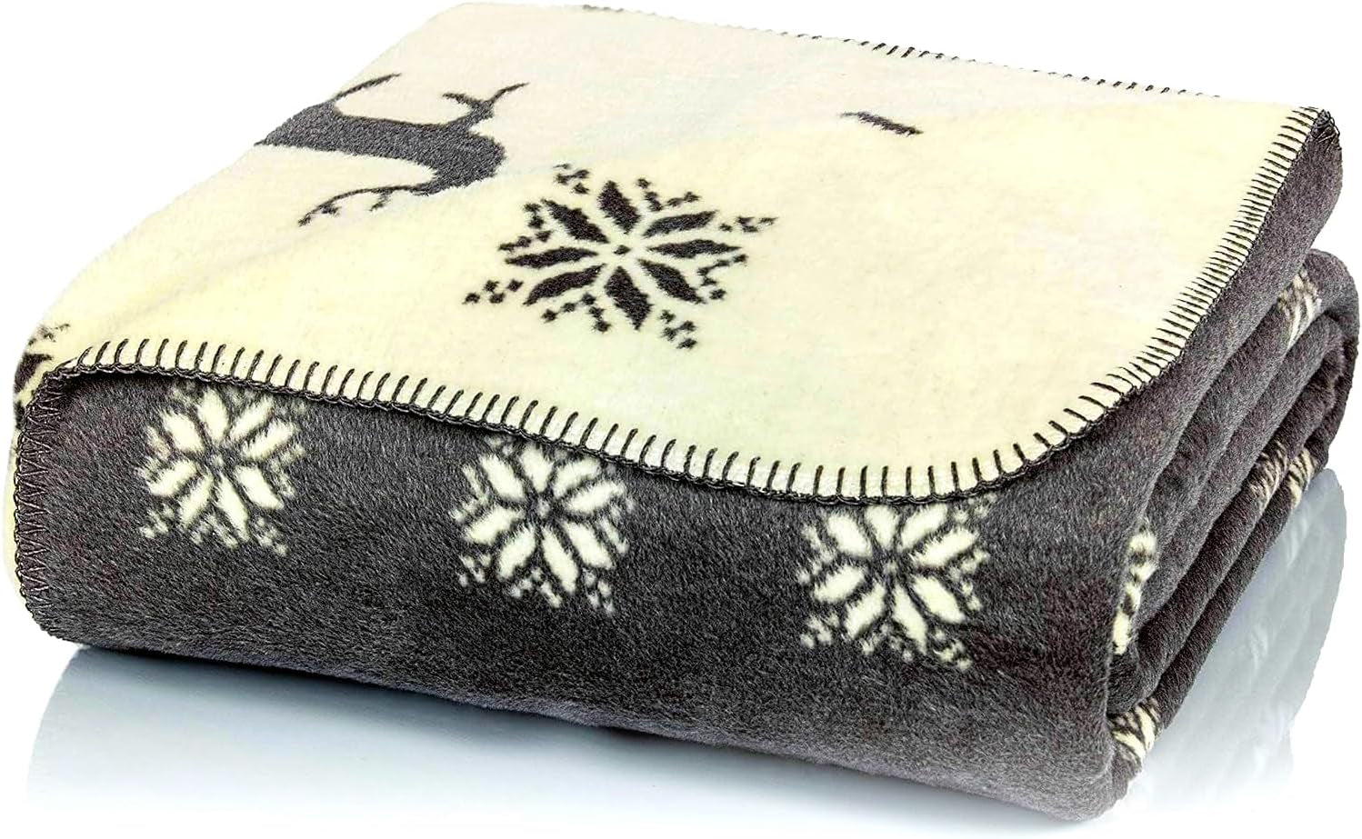 Glart pătură drăgălașă ren gri-bej XL 150X200 Cm, pătură din lână moale și caldă ca pătură de canapea, canapea și cuvertură de pat, aruncare de pluș - fără mâneci. Ideală pentru canapea și camera copiilor Paturi si Cuverturi Glart Titlu implicit