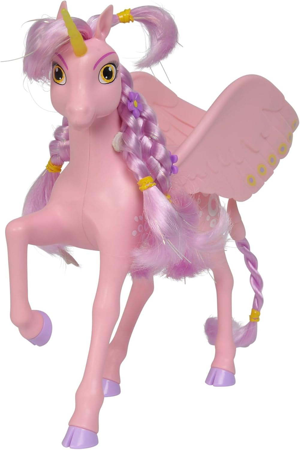 Simba 109480092 - Mia and Me Unicorn Kyara, cu aripi mobile, agrafe de păr și perie pentru coafat, 20 cm, de la 3 ani, roz Papusi Naty Shop