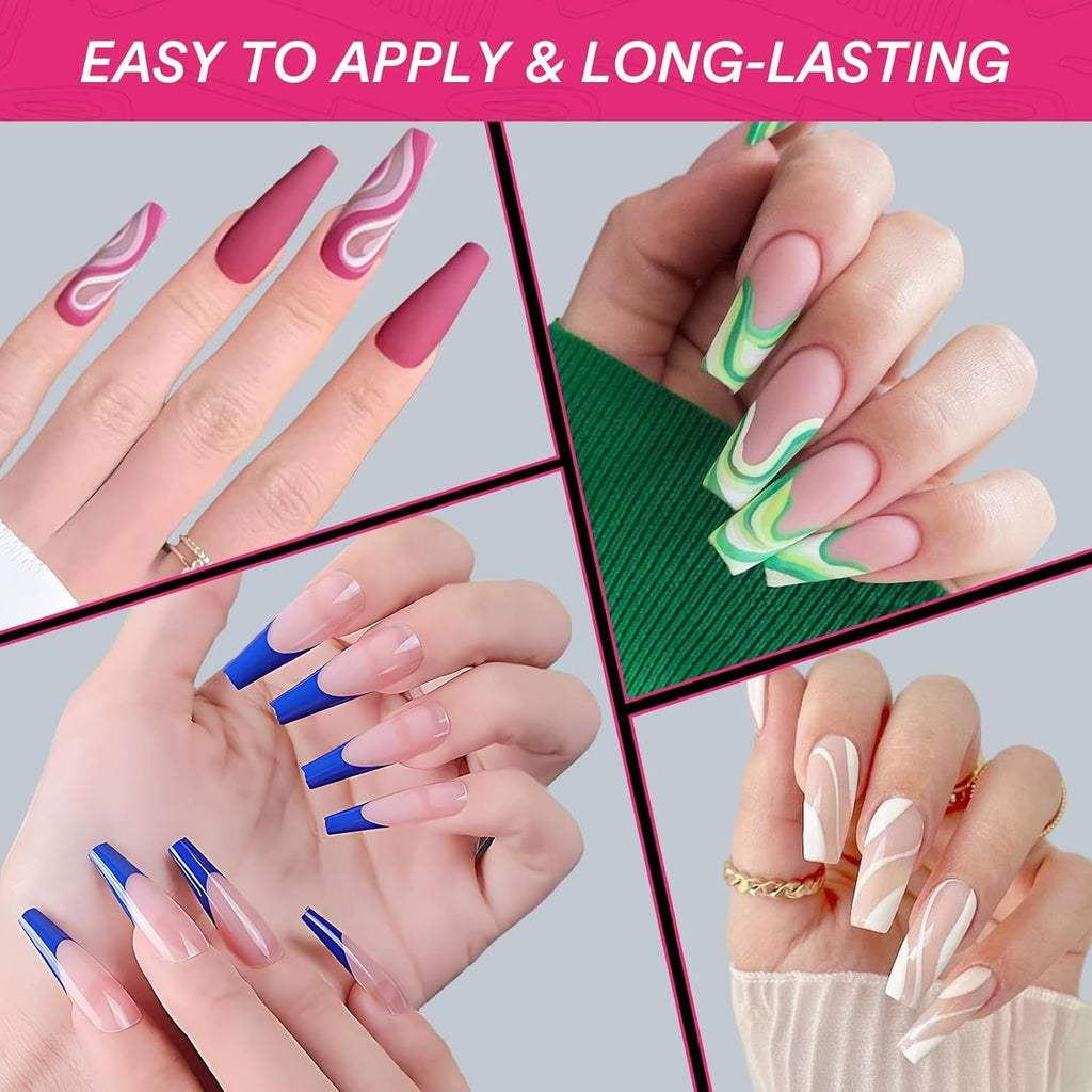 Alyvisun Tips Unghii Balet, 500 Bucăți Tips Unghii Acrilice Cu Acoperire Completă cu 240 Bucăți Set de Autocolante pentru Unghii, 10 Dimensiuni Tips Transparent pentru Unghii cu Gel Tips Unghii cu Gel Moale Tips Unghii Balerina