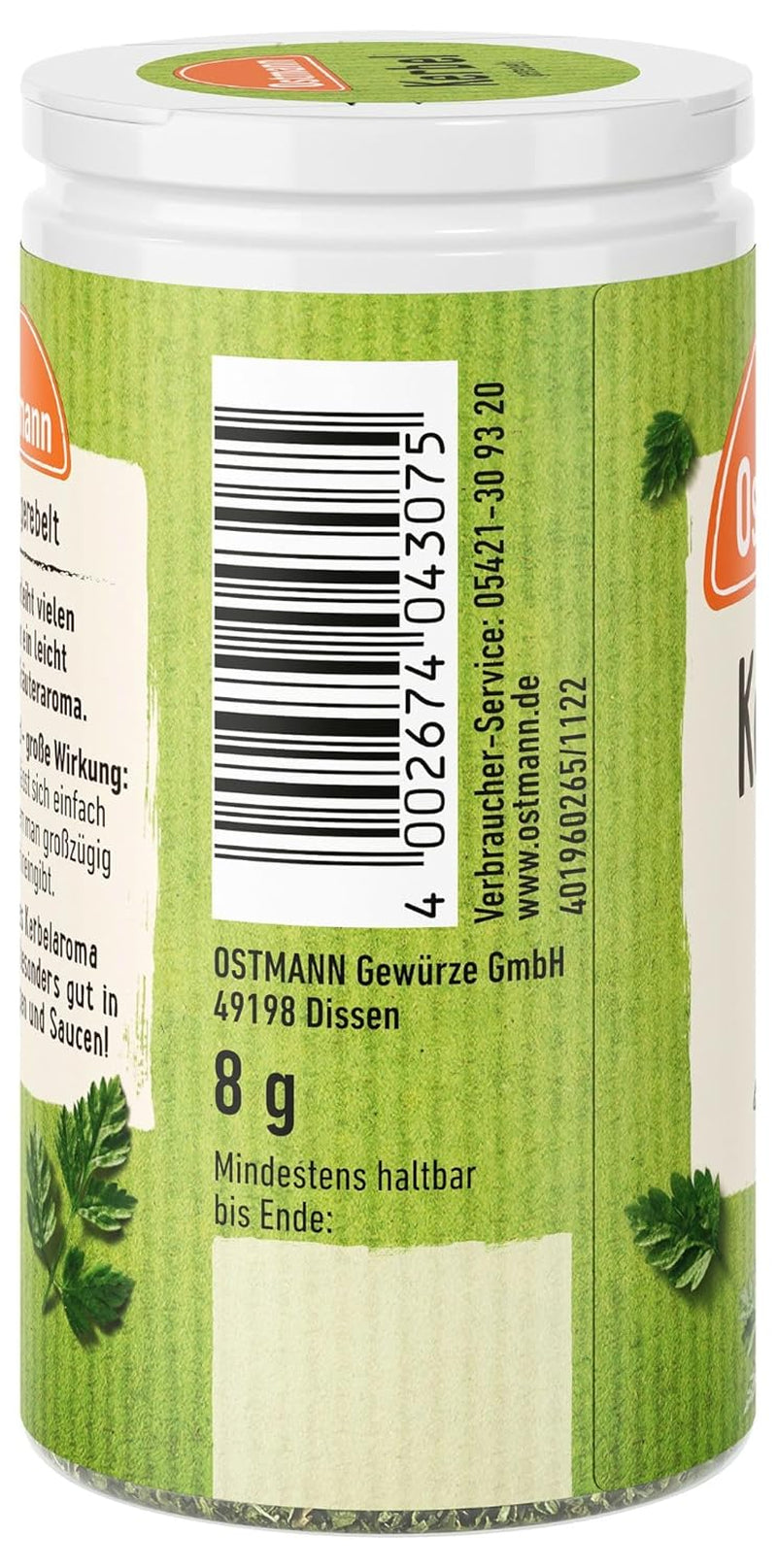 Ostmann Gewürze - Kerbel gerebelt | Kräuternote für Lammgerichten und deftige Eintöpfe | 8 g in der Streudose