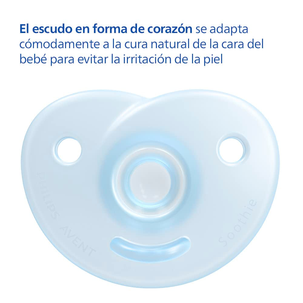 Philips AVENT Soothie – suzetă fără BPA pentru bebeluși cu vârsta cuprinsă între 0 și 6 luni, albastră/albastru deschis (model SCF099/21)