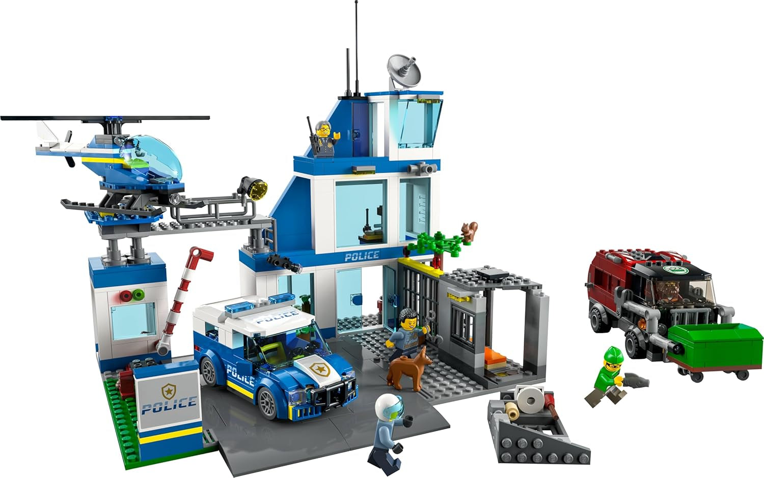 LEGO 60316 City Polizeistation mit Polizeiauto, Müllauto und Hubschrauber, Gebäude zum Bauen mit 3 Figuren, Polizei-Spielzeug für Jungen und Mädchen ab 6 Jahren, Geschenk für Kinder