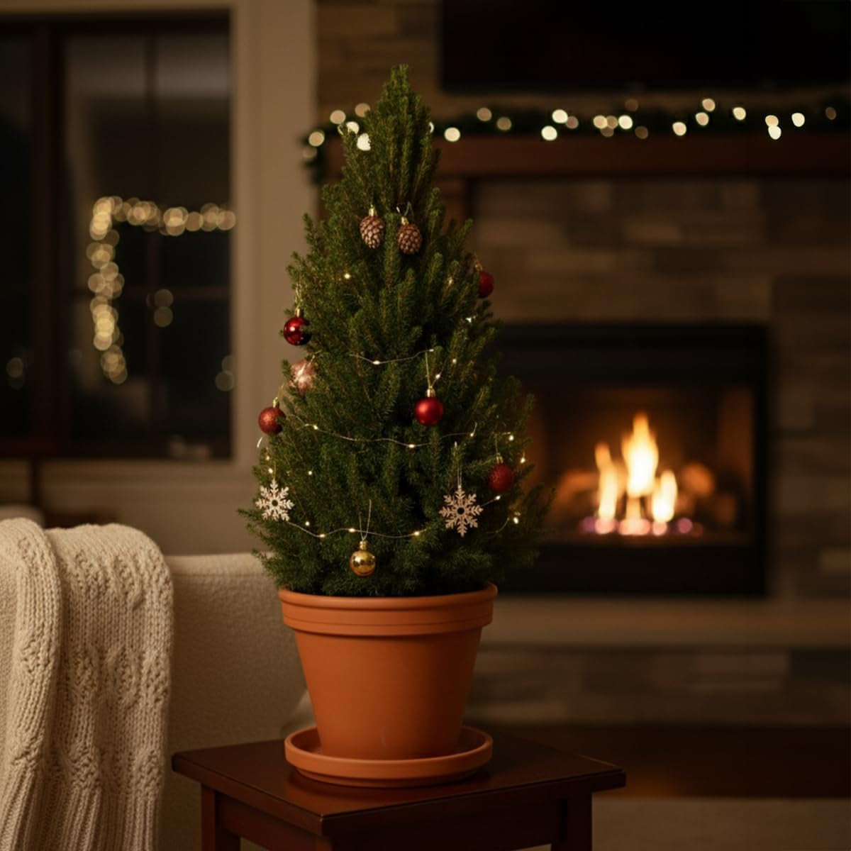 Bloomique - Picea Glauca December - Mini-Weihnachtsbaum - Zwergfichte - Weihnachtsdekoration - Für Drinnen Und Draußen - Winterhart - Immergrün - 80-100 Cm Hoch - Topf 26 Cm