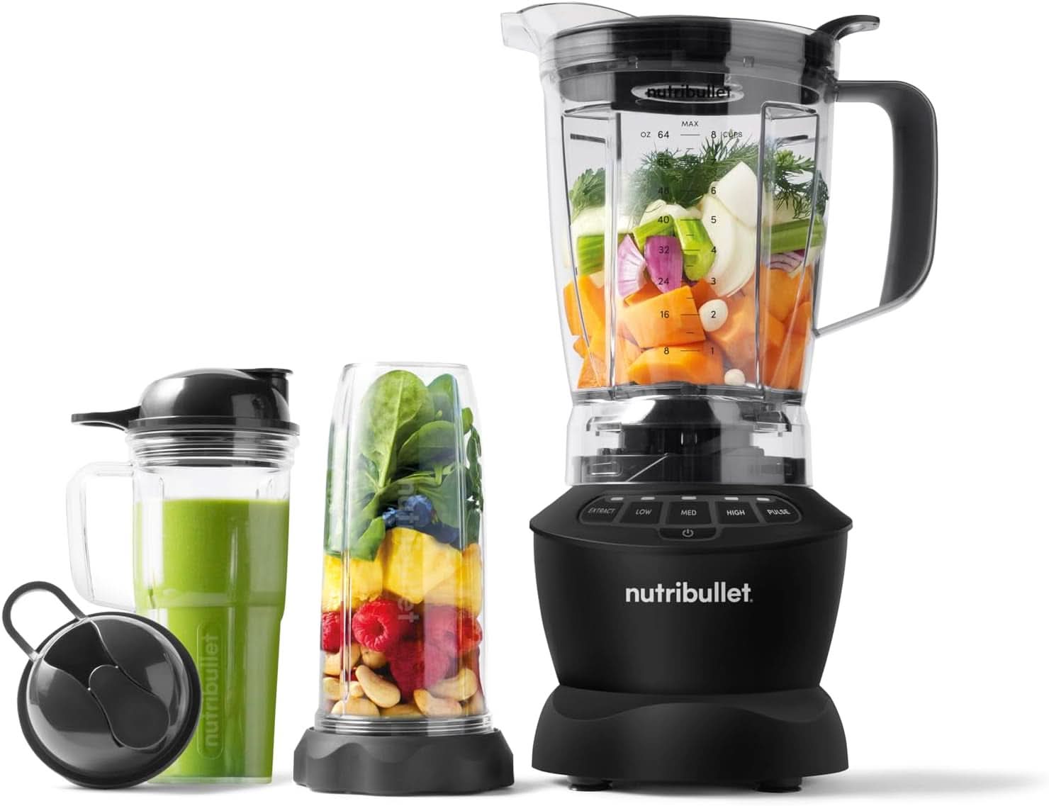 Nutribullet Full Size Blender, Elektrischer Mixer, Multifunktionaler Stabmixer, Professioneller Mixer, 1000 Watt Leistung, 1,6L Becher, Grau, NBF450DG Bucatarie Naty Shop Dunkelgrau 1200 Watt