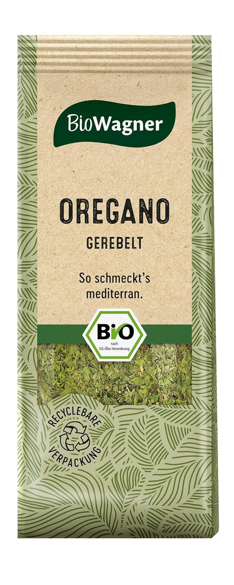BioWagner - Bio Oregano gerebelt | mediterrane Note für Pizza, Pasta oder Fleischgerichte | naturbelassene Bio-Zutaten | recyclebare Verpackung | 10 g