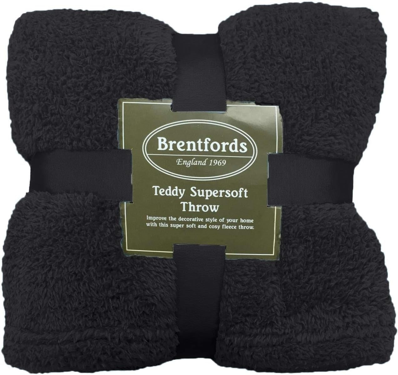 Brentfords Teddy-Fleece-Decke, GroÃŸer Ãœberwurf Ãœber Dem Bett, PlÃ¼sch, Superweich, Warm, FÃ¼r Sofa, Bett, Tagesdecke, Schwarz â€“ 150 X 200 Cm