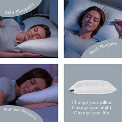 Dreamyblue Pernă premium pentru dormit - Umplutură din spumă de memorie mărunțită [loft reglabil] Husă lavabilă din bambus-won viscoză - Pentru laturi, spate și burtă glisante - Perne standard Naty Shop