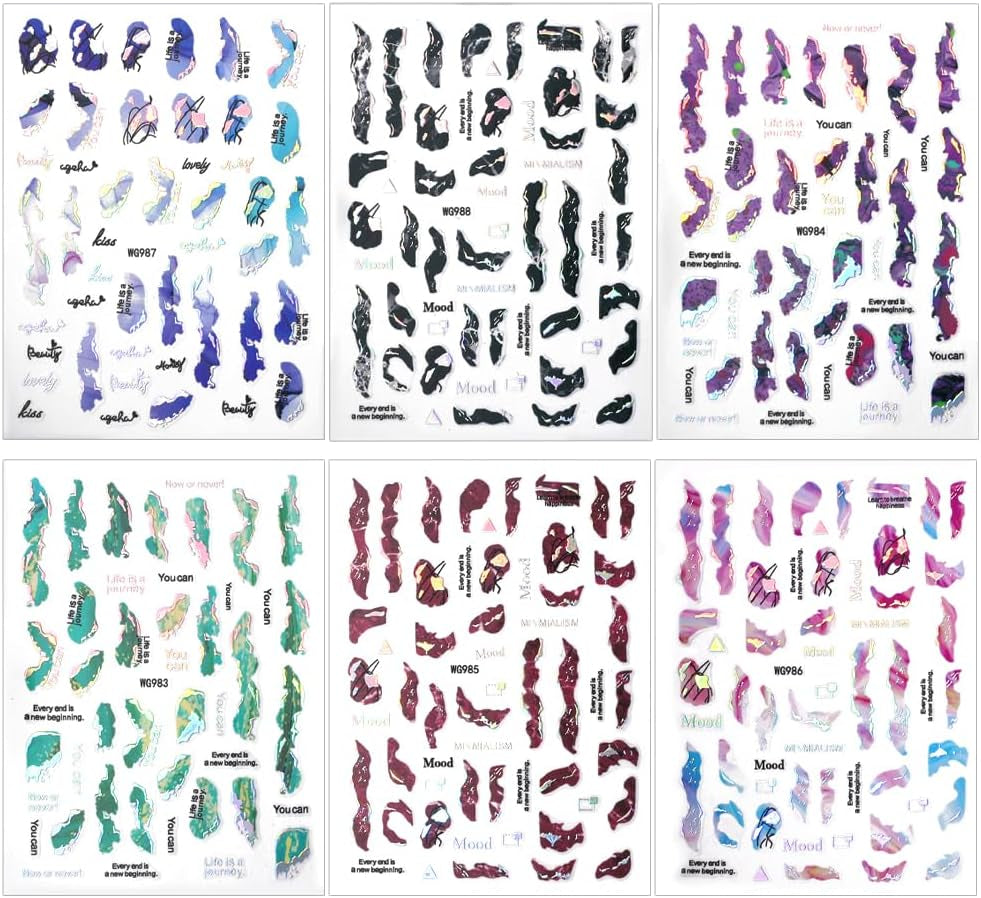 6 culori autocolante pentru unghii marmură bronzant autocolante argintii autoadezive înflorire marmură autocolante pentru unghii 3D marmură autocolante pentru unghii design accesorii unghii artă autocolante autocolante unghii set folie de unghii