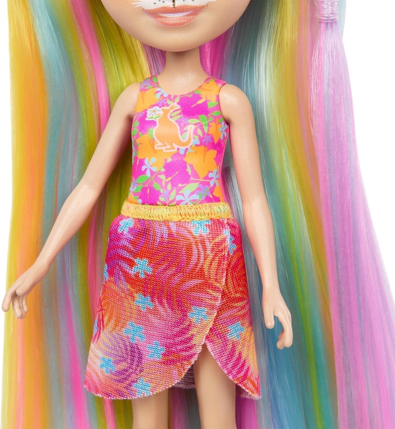 Păpuși Enchantimals, păpușă cu păr Sunshine Beach Deluxe și prieten animal, păpușă mică cu fustă detașabilă și accesorii, cadouri pentru copii, HTJ70 Papusi Naty Shop