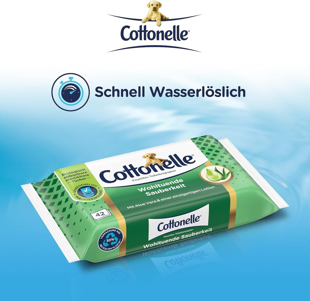 Șervețele umede, Curățenie binefăcătoare, Cu loțiune prebiotică, Biodegradabilă, Fără plastic, Reînchizibilă, 12 X 42 șervețele umede