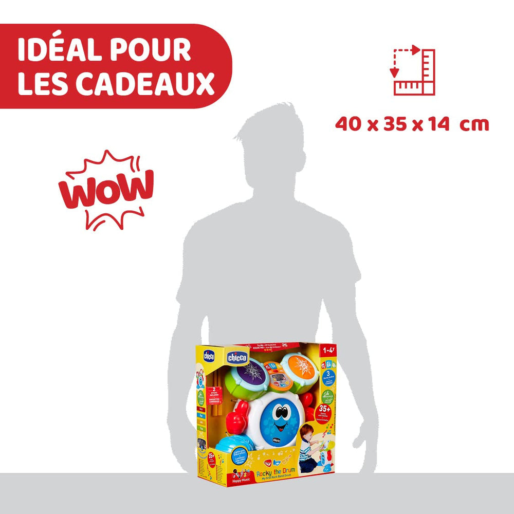 Chicco 00009820100000 Mi First set de tobe cu lumini și sunete, 3 moduri de redare instrument muzical cu baterie pentru copii, multicolor, Mare Jucarii Bebe Naty Shop