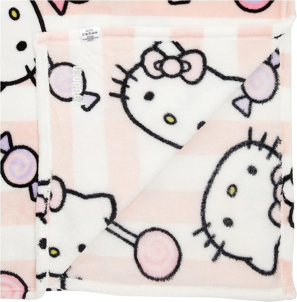 Cuvertură de pat Hello Kitty, roz, pătură moale 130X170Cm, cuvertură de pat din microfibră cuvertură de pat sau cuvertură de pat canapea. Calitate cu certificat Oekotex, Sanrio Paturi si Cuverturi Besuche den Kanguru-Store