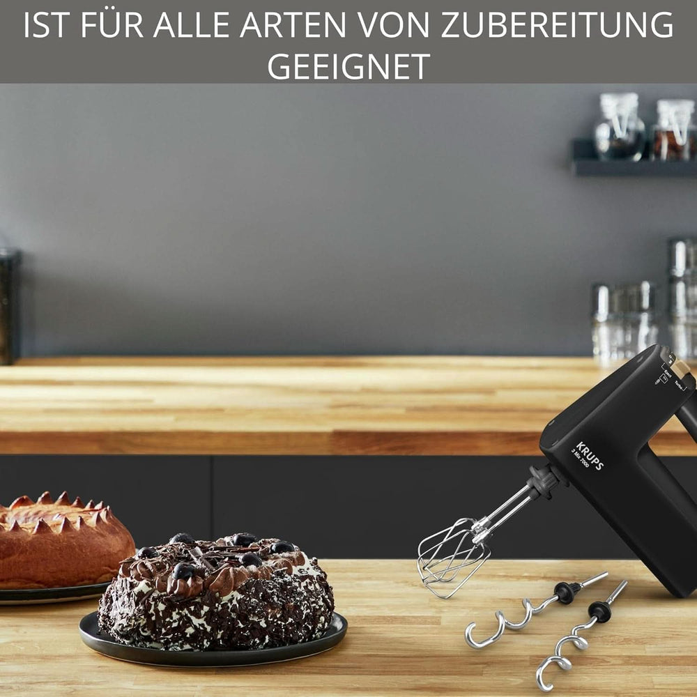 Krups 3Mix 7000 Handmixer 60 Jahre Special Edition, 500 Watt, Knet- Und Rührhaken Aus Edelstahl, Langes Netzkabel, Zubehörtasche, F6085811, Schwarz/Kupfer Bucatarie Naty Shop
