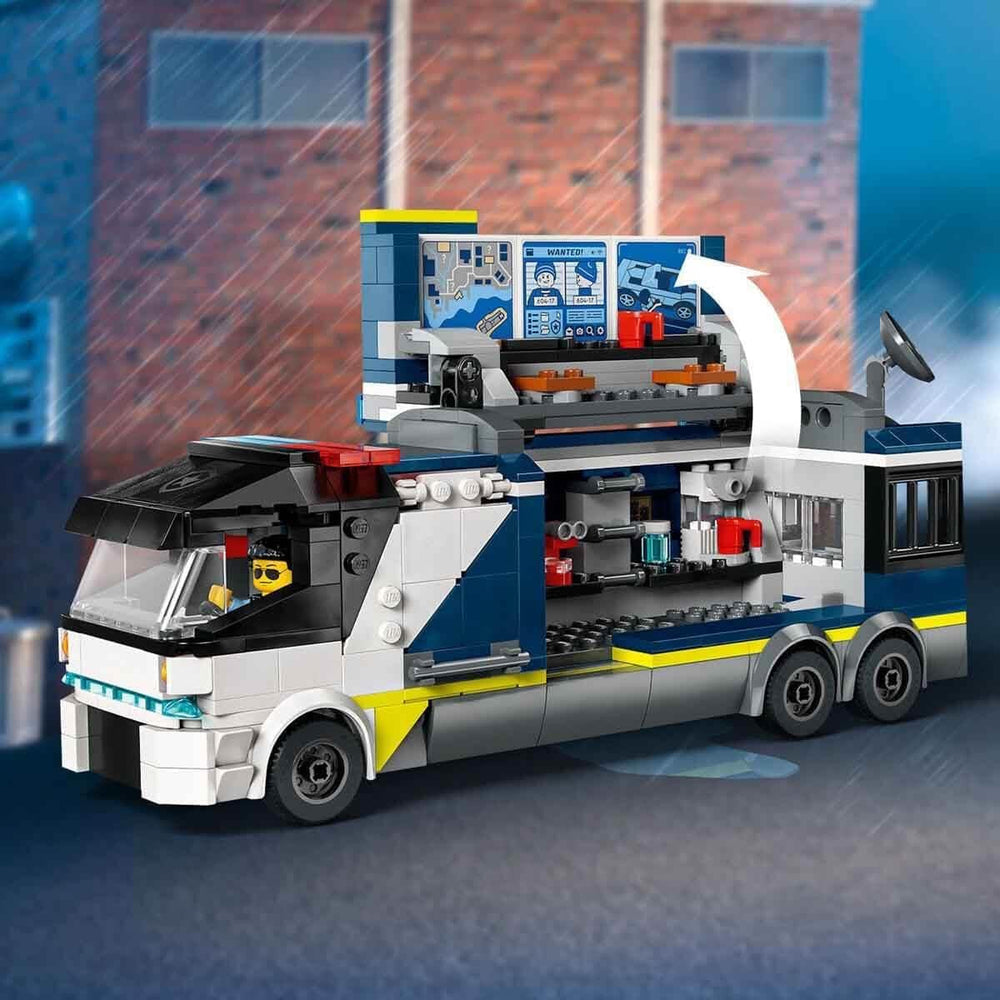 Camion de poliție LEGO City cu laborator, set de poliție cu quad și camion de jucărie pentru copii, cadou pentru băieți și fete de la 7 ani, plus 5 minifigurine - 2 polițiști, 1 om de știință și 2 escroci 60418 Seturi de constructie Besuche den LEGO-Store
