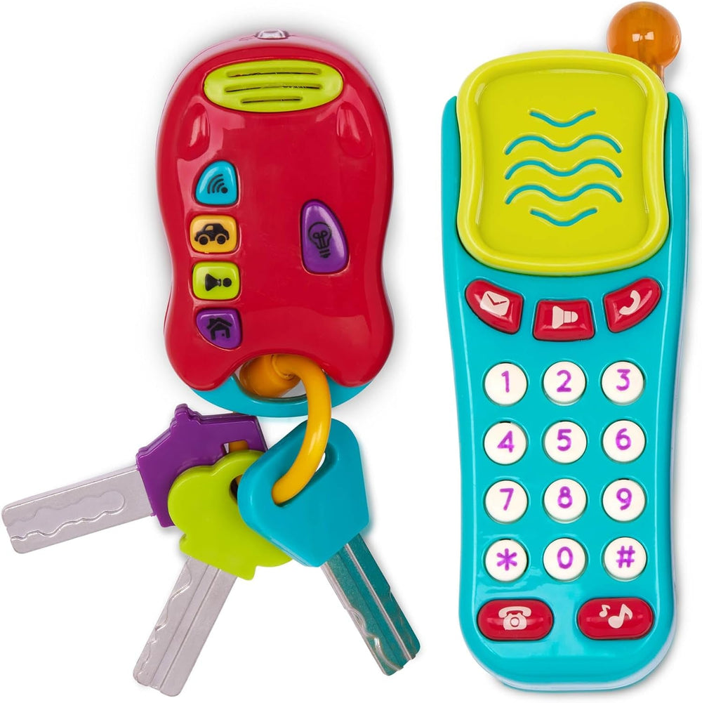 Battat toy key baby toy - Breloc colorat cu cheie de mașină cu lumină și sunete pentru copii de la 10 luni în sus Jucarii Bebe Naty Shop Cheia telefonului mobil