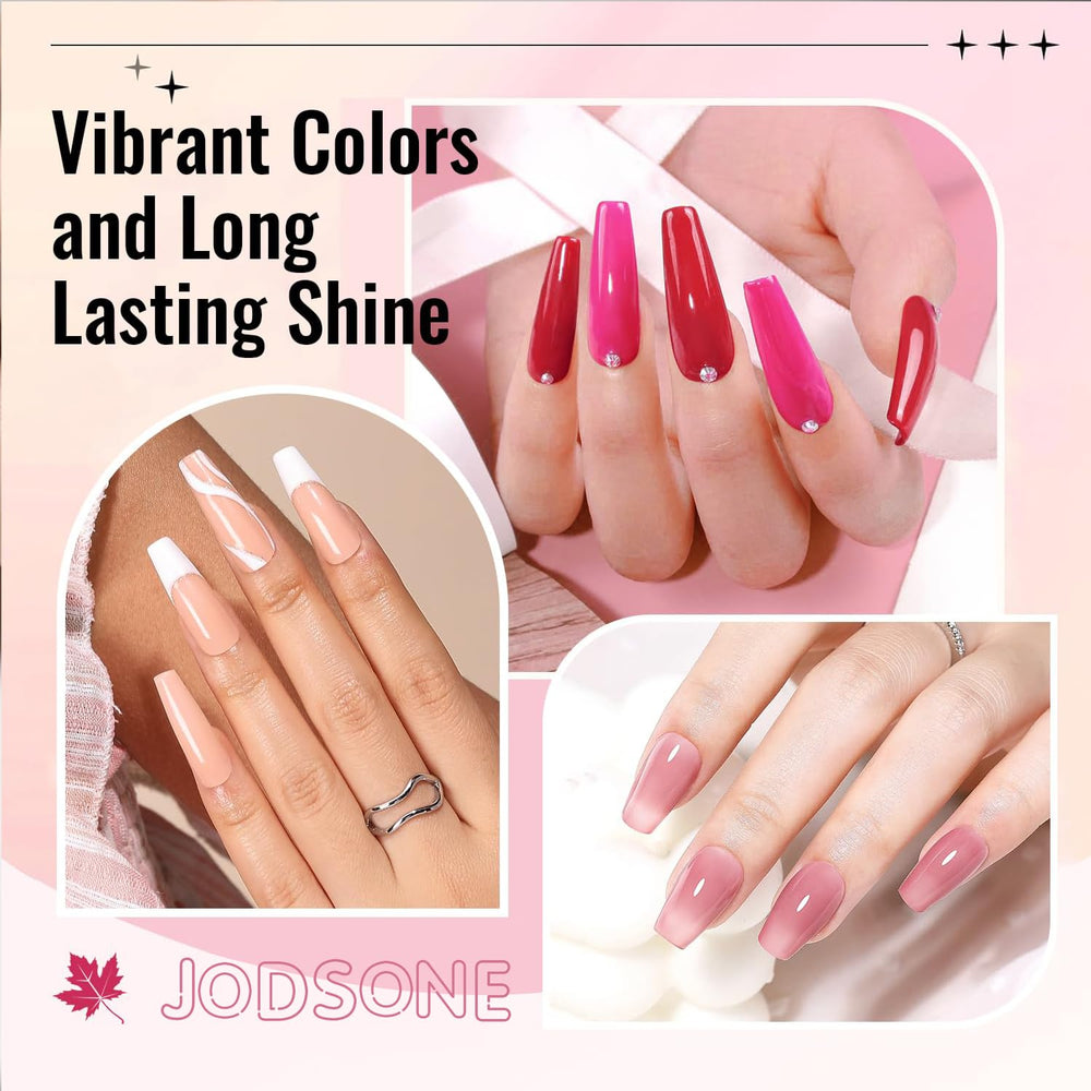 Set de ojă JODSONE cu 12 piese, combinație de 10 culori, 2 straturi de bază și top, ojă cu uscare rapidă pentru amatori și începători