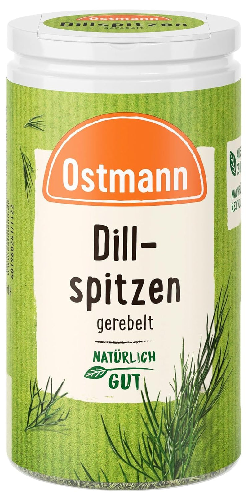 Ostmann Gewürze - Dillspitzen gerebelt | Ideal für Kartoffelsalat, Fischgerichte und Senfsaucen | 12,5 g in der Streudose
