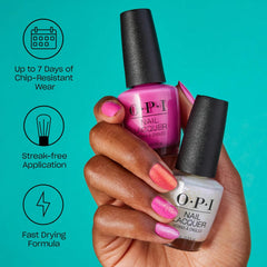 Oja OPI Nail Lacquer în nuanțe de roșu și portocaliu – Oja cu uscare rapidă, rezistentă la ciobire și de lungă durată – durează până la 7 zile – cu pensulă ProWide extra-lată