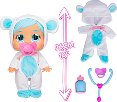 Păpușa Cry Babies Loving Care Kristal, păpușă bebelușă Kristal Loving Care cu 3 accesorii pentru joaca de-a doctorul, îngrijire și îngrijire, plânge cu lacrimi adevărate, jucărie pentru copii de la 18 luni