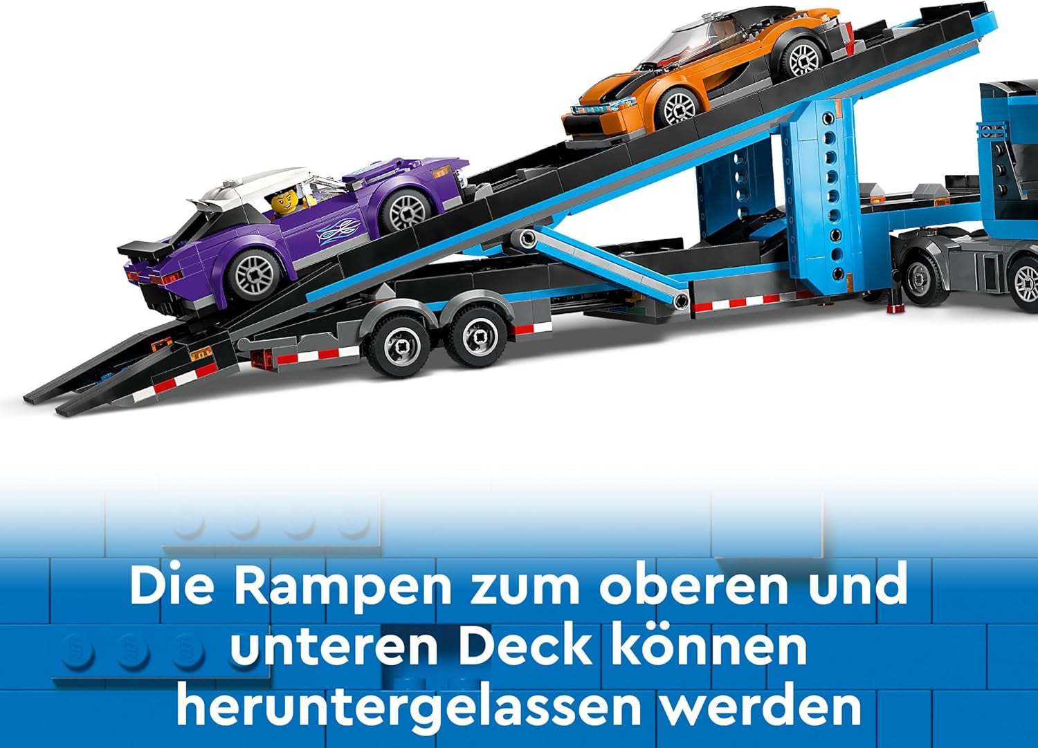 LEGO City Car Transporter cu mașină sport, set de 4 mașini de jucărie pentru băieți și fete de la 7 ani, cadou de Crăciun sau aniversare, 4 minifigurine pentru jocuri de rol 60408 Seturi de constructie Besuche den LEGO-Store