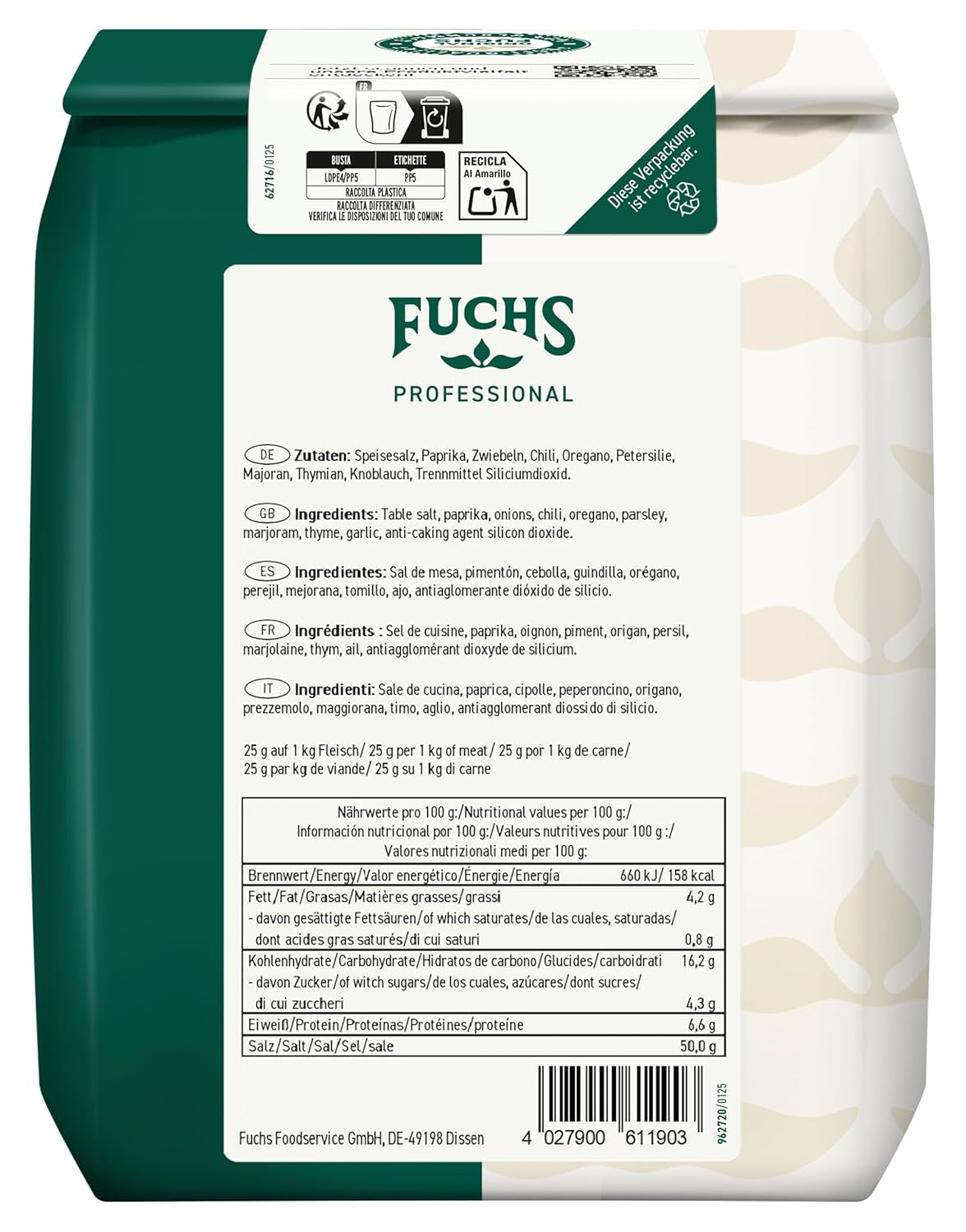 - Gyros Gewürzsalz | Gewürz für griechische Fleisch-Gerichte | Profi-Qualität für Großverbraucher | 1 kg im recyclebaren Beutel