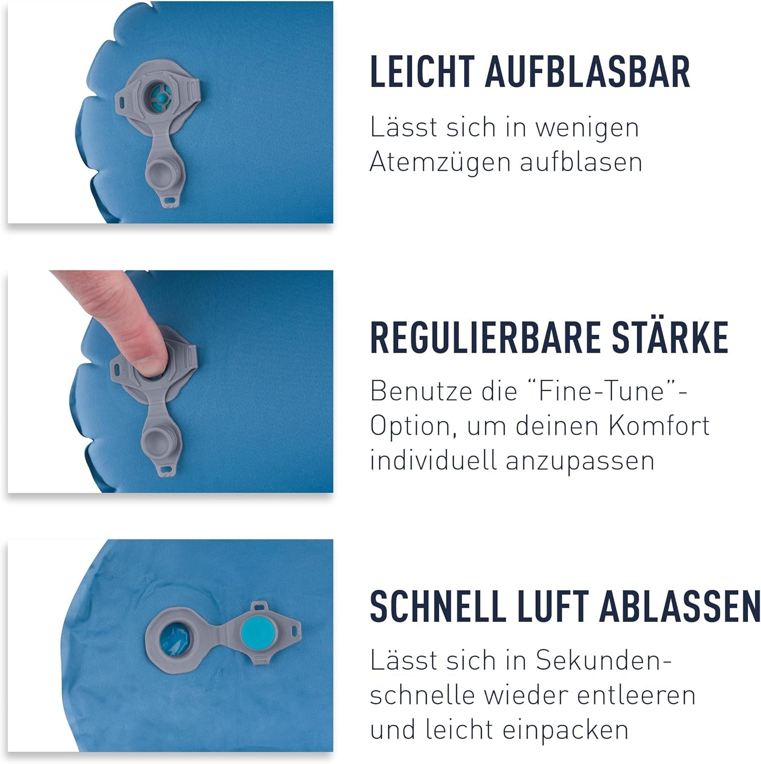 Sea to Summit - Pernă lombară premium Aeros - Pernă gonflabilă pentru spate - Alinare spate - Material poliester 50D - Geantă compactă de călătorie - Serviciu, călătorii și excursii cu mașina - Albastru acvatic - 70g