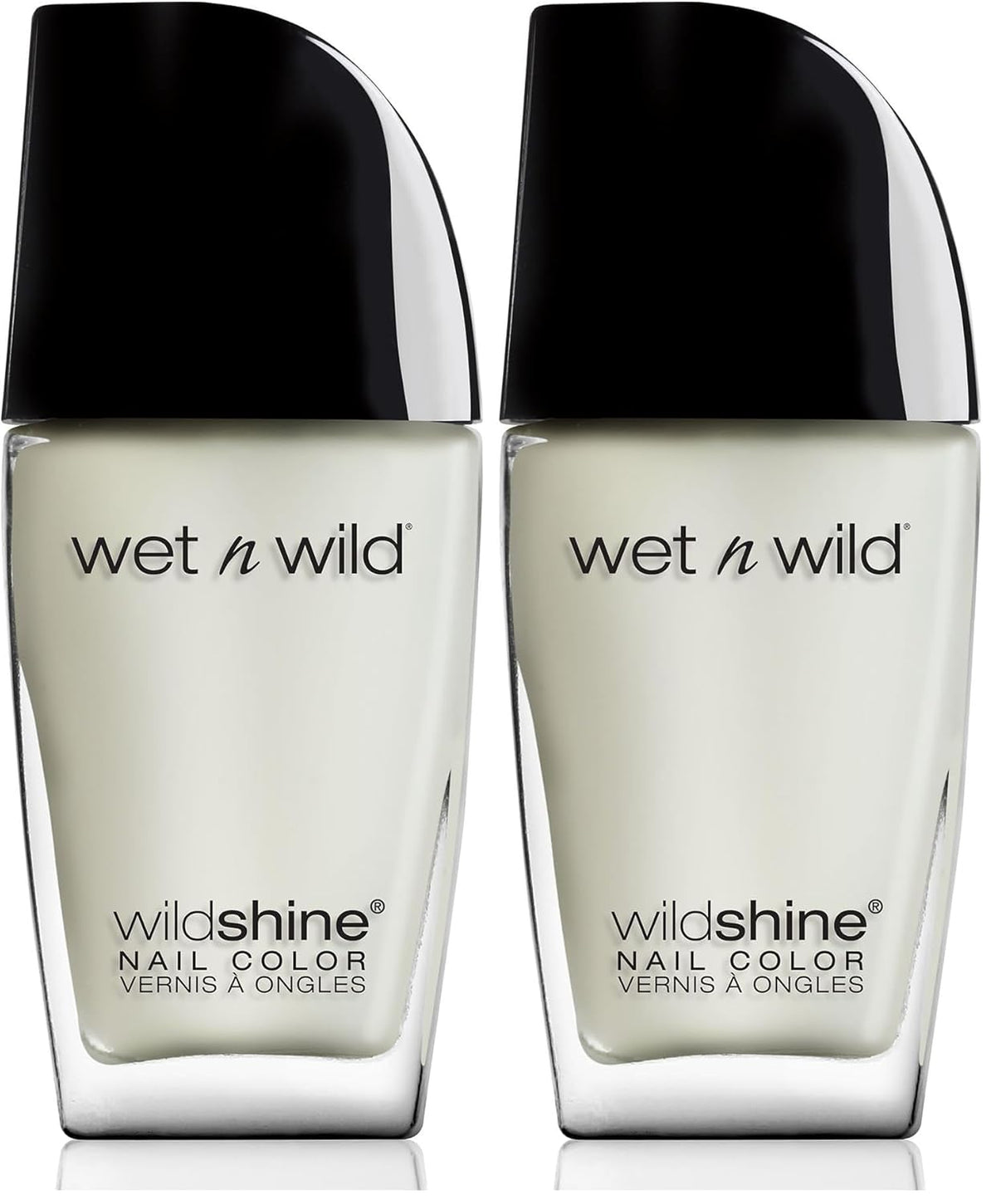 Wet n Wild, ojă Wild Shine, fără formaldehidă, toluen și ftalați, formulă de lungă durată care se usucă rapid, strat superior mat (pachet de 2)