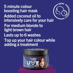 Mască de păr Live Color & Care, 5 minute de spălare, îmbunătățire temporară a culorii, durează până la 6 spălări - Velvet Plum, 150 ml Vopsea pentru par Naty Shop