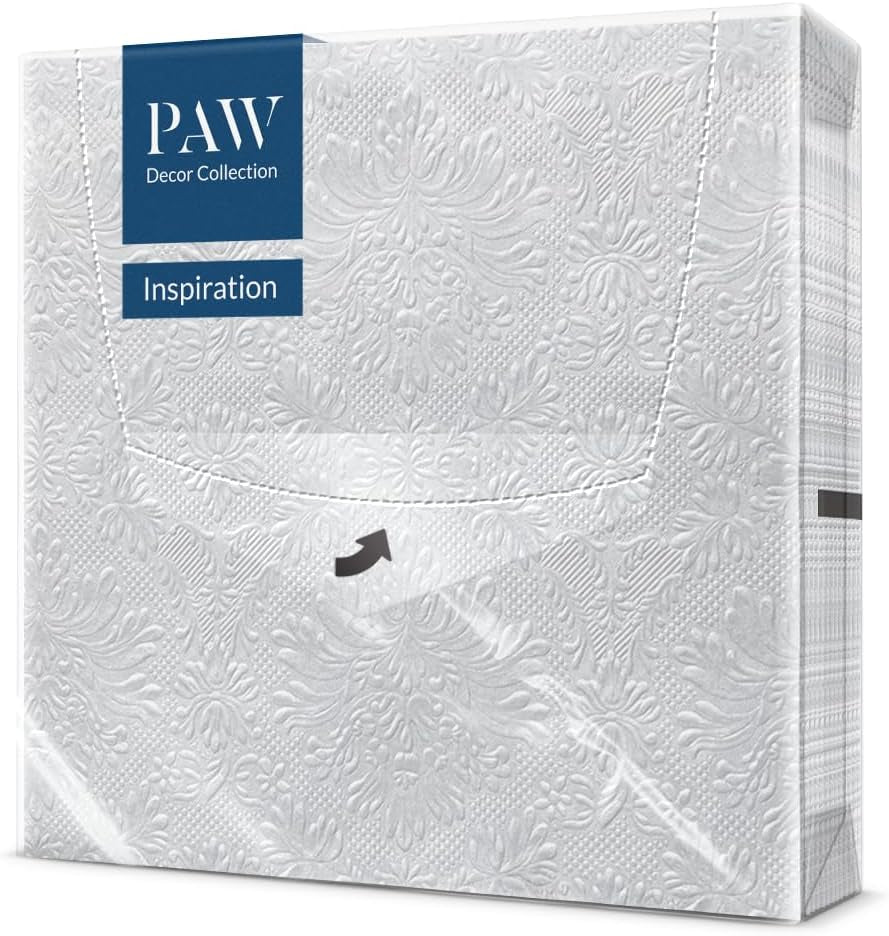 PAW - Șervețele gofrate 3 straturi (33 X 33 Cm) I 20 bucăți I Perfect pentru zile de naștere, petreceri, nunți, comuniuni, sărbători I Decorațiuni de masă Șervețele din hârtie texturată I Inspirație modernă (Hortensia)