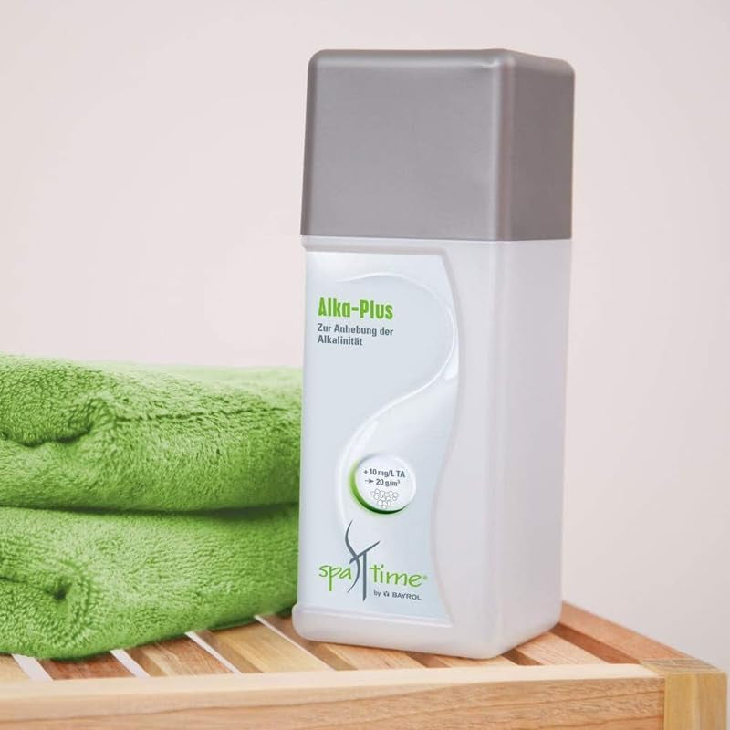 SpaTime de la BAYROL - Alka-Plus - 1 kg - Pentru creșterea alcalinității - Stabilizează valoarea pH-ului - Previne deteriorarea suprafețelor și a obiectelor sanitare - Ușor solubil și delicat cu materialele