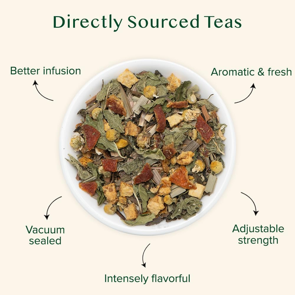 VAHDAM, ceai verde cu mușețel, mentă și citrice (100 g) Ceai natural 100% | Ceai verde, flori de mușețel, mentă, coji de portocală, ceai de mușețel | Direct de la sursa din India