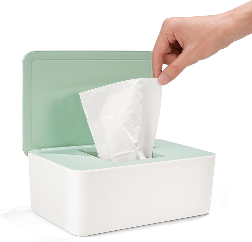 Cutie pentru șervețele umede cu capac, cutie pentru șervețele umede, distribuitor de șervețele umede pentru bebeluși, cutie de depozitare impermeabilă și sigilată, distribuitor de șervețele umede pentru baie, bucătărie, alb