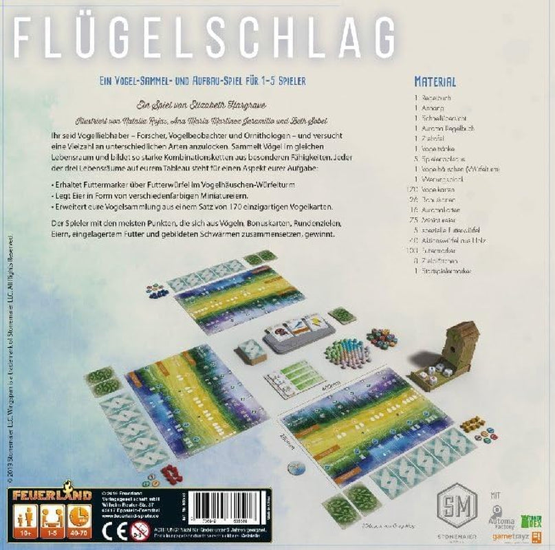Feuerland Spiele 104-146-901 63558 Wingspan Board Game German Edition - Kennerspiel des Jahres 2019 (Premiul criticii)
