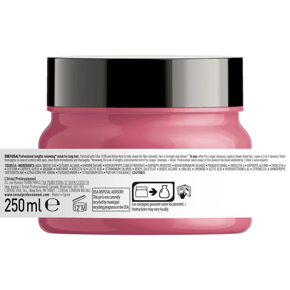 L'Oréal Professionnel Mască de întărire a părului pentru păr lung și subțire, cu Filler A-100 și aminoacizi, Series Expert, Pro Longer Mask Masca de par Naty Shop