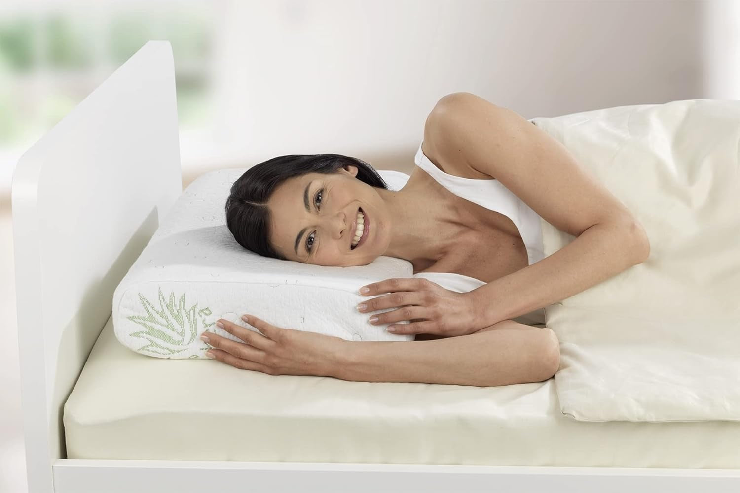 Maximex visco pernă de sprijin pentru gât, Pernă de sprijin respirabilă cu umplutură din spumă ergonomică, Pernă de sprijin pentru gât reglabilă pe înălțime și înălțime pentru un somn odihnitor, Cu aloe vera Perne standard Naty Shop