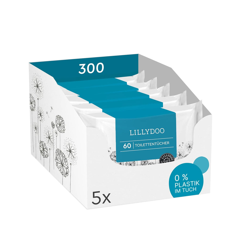 Șervețele umede pentru toaletă LILLYDOO, 720 bucăți (12 x 60), șervețele 100% fără plastic, de aruncat la toaletă, fără parfum