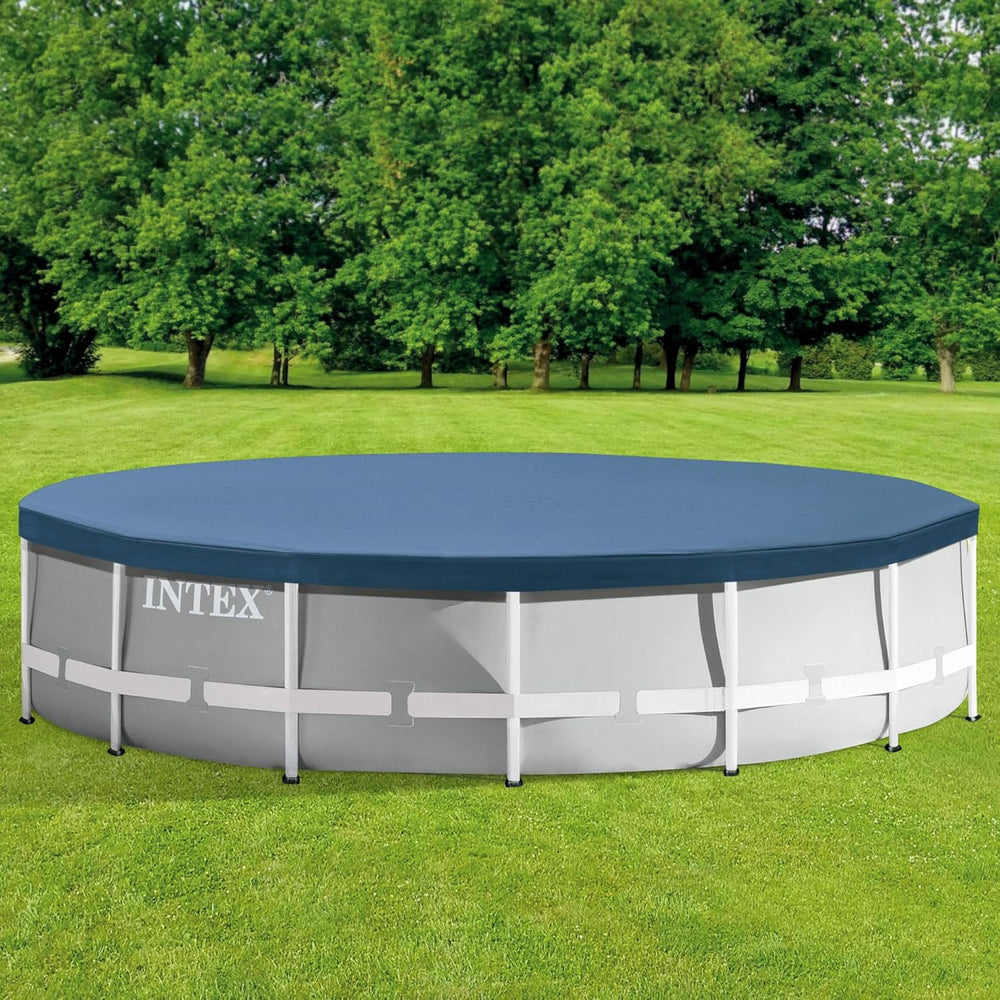 Prelată rotundă pentru piscină Intex 28031 - Prelată pentru piscină - Ø 366 cm - Pentru piscine cu cadru metalic și prismatic, Albastru închis