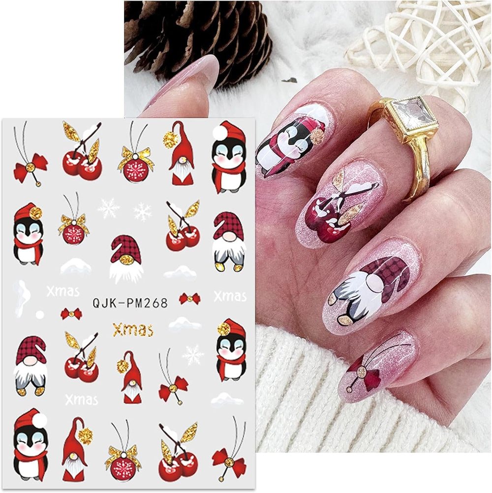 JMEOWIO Nagelsticker Weihnachten 10 Blatt Nail Art Sticker Selbstklebend Nagelaufkleber Glitter Schneeflocke Xmas Winter Urlaub Gold Dekoration Nageldesign Zubehör