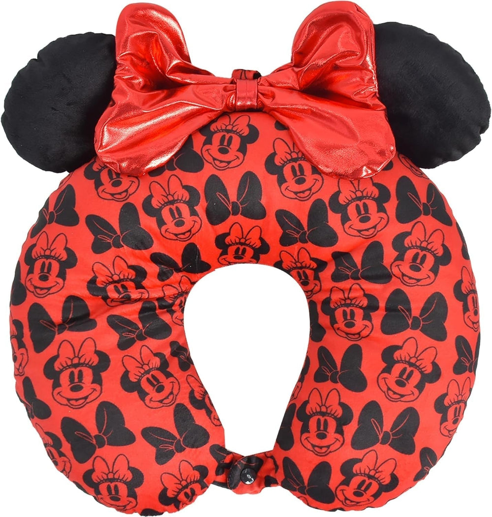 Ful Concept One Disney Minnie Mouse Pernă de gât de călătorie cu urechi 3D și arc pentru avion, mașină și birou, confortabilă și respirabilă, roșu / negru Perne calatorie Naty Shop Panglică roșie/neagră O mărime
