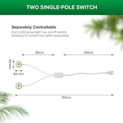 Lampă LED SANSI pentru plante de interior, lampă de creștere cu 2 capete, spectru complet de 10W (echivalent 150W), temporizator 4/8/12 ore, lumină suspendată pentru plante de interior, seră, hidroponică